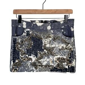 Cecilia De Bucourt Embellished Studded Frayed Maximalist Stretch Mini Skirt